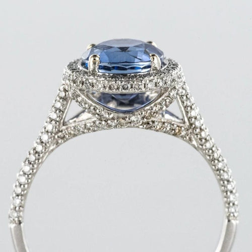 Bague 54 Bague en platine au saphir de Ceylan et diamants 58 Facettes 19-250-53
