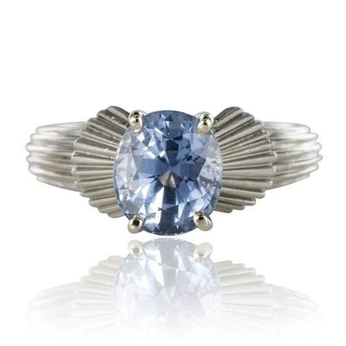 Bague 52 Bague solitaire vintage en platine et or blanc, saphir 58 Facettes 19-191-49