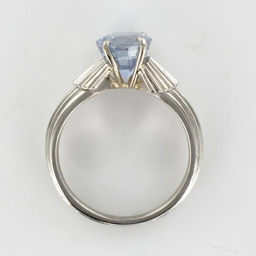 Bague 52 Bague solitaire vintage en platine et or blanc, saphir 58 Facettes 19-191-49