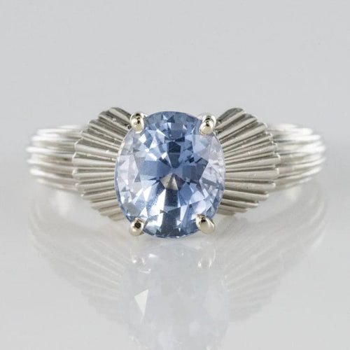Bague 52 Bague solitaire vintage en platine et or blanc, saphir 58 Facettes 19-191-49
