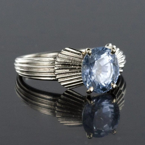 Bague 52 Bague solitaire vintage en platine et or blanc, saphir 58 Facettes 19-191-49