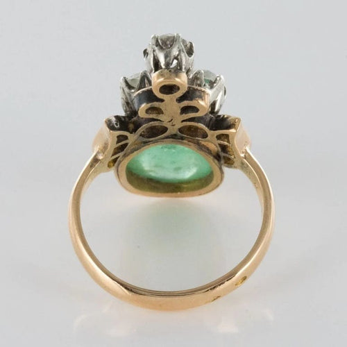 Bague 52 Bague duchesse - Bague en or jaune 18 carats émeraude cabochon et diamants 58 Facettes 19-049-50