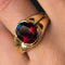 Bague 56 Bague tourmaline rubellite ovale en or jaune 18 carats 58 Facettes 19-426-55
