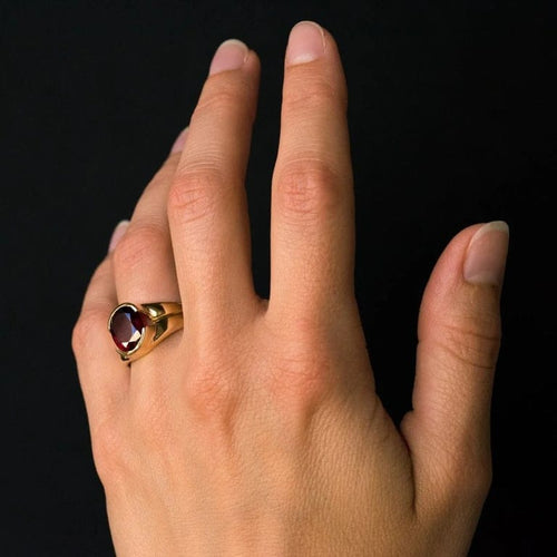 Bague 56 Bague tourmaline rubellite ovale en or jaune 18 carats 58 Facettes 19-426-55