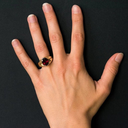 Bague 56 Bague tourmaline rubellite ovale en or jaune 18 carats 58 Facettes 19-426-55