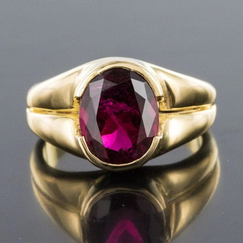 Bague 56 Bague tourmaline rubellite ovale en or jaune 18 carats 58 Facettes 19-426-55
