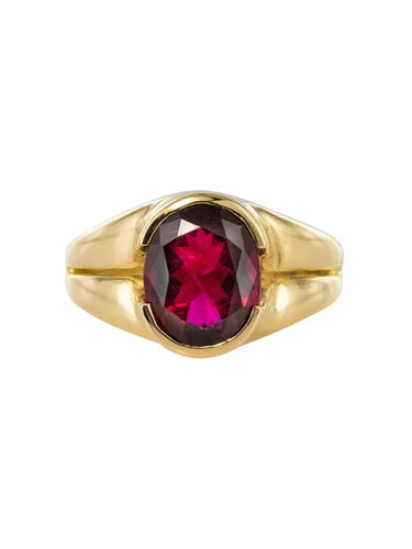 Bague 56 Bague tourmaline rubellite ovale en or jaune 18 carats 58 Facettes 19-426-55
