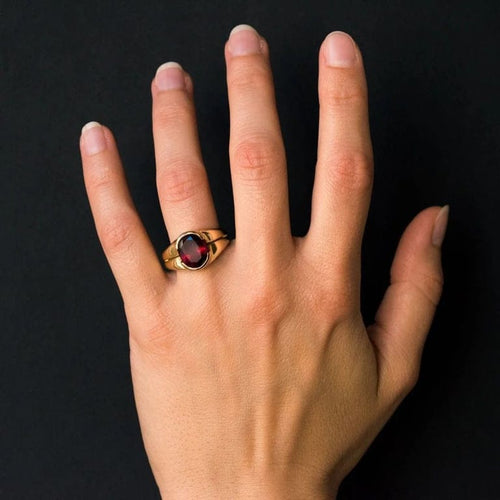 Bague 56 Bague tourmaline rubellite ovale en or jaune 18 carats 58 Facettes 19-426-55