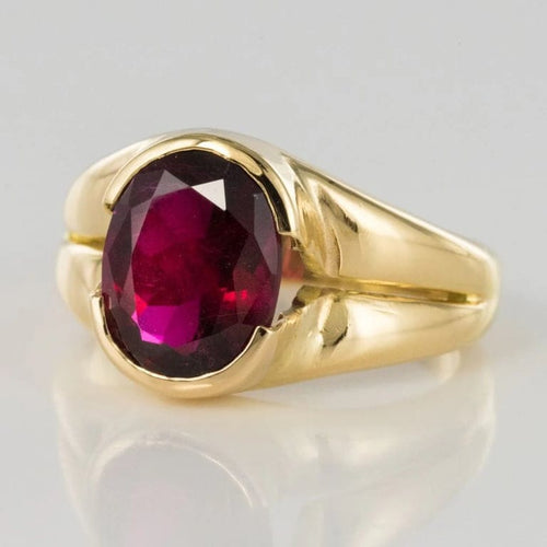 Bague 56 Bague tourmaline rubellite ovale en or jaune 18 carats 58 Facettes 19-426-55