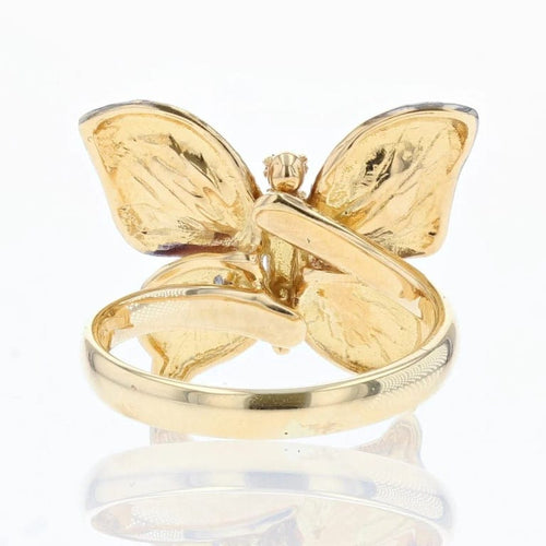 Bague 50 Bague papillon en or jaune 18 carats, émail et diamants 58 Facettes 13-215-7983000-51