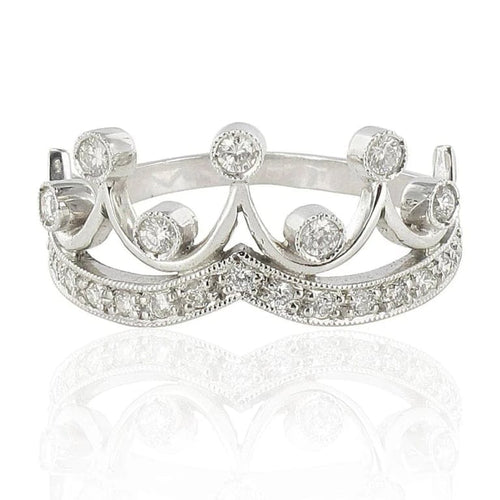 Bague 52 Bague couronne en or blanc 18 carats et diamants 58 Facettes 08-016-1527932-55