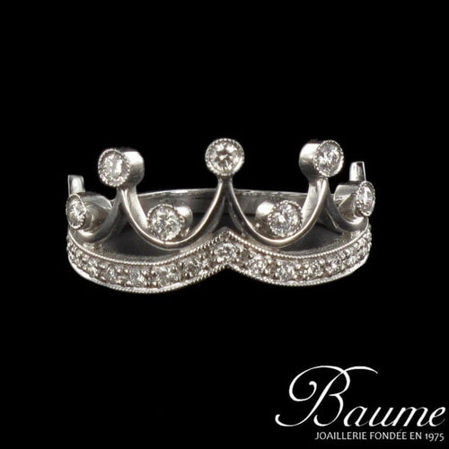 Bague 52 Bague couronne en or blanc 18 carats et diamants 58 Facettes 08-016-1527932-55