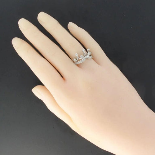 Bague 52 Bague couronne en or blanc 18 carats et diamants 58 Facettes 08-016-1527932-55