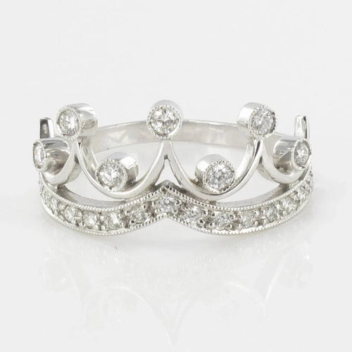 Bague 52 Bague couronne en or blanc 18 carats et diamants 58 Facettes 08-016-1527932-55