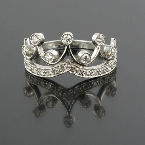 Bague 52 Bague couronne en or blanc 18 carats et diamants 58 Facettes 08-016-1527932-55