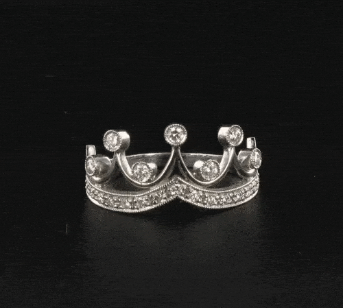 Bague 52 Bague couronne en or blanc 18 carats et diamants 58 Facettes 08-016-1527932-55