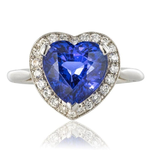 Bague 50 Bague cœur tanzanite et diamants en or blanc 18 carats 58 Facettes 12-063-5220536-52