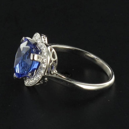 Bague 50 Bague cœur tanzanite et diamants en or blanc 18 carats 58 Facettes 12-063-5220536-52