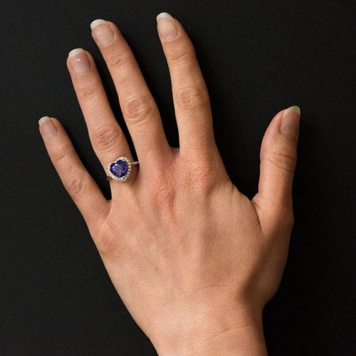 Bague 50 Bague cœur tanzanite et diamants en or blanc 18 carats 58 Facettes 12-063-5220536-52