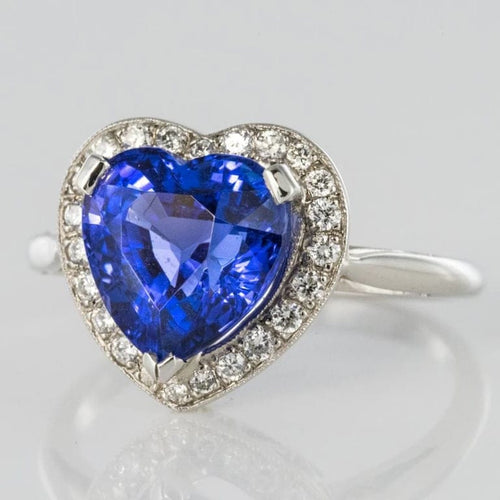 Bague 50 Bague cœur tanzanite et diamants en or blanc 18 carats 58 Facettes 12-063-5220536-52