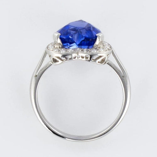 Bague 50 Bague cœur tanzanite et diamants en or blanc 18 carats 58 Facettes 12-063-5220536-52