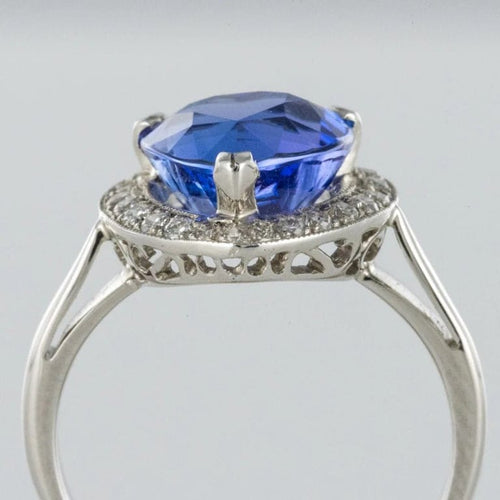 Bague 50 Bague cœur tanzanite et diamants en or blanc 18 carats 58 Facettes 12-063-5220536-52