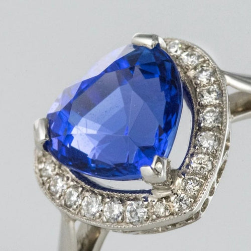 Bague 50 Bague cœur tanzanite et diamants en or blanc 18 carats 58 Facettes 12-063-5220536-52