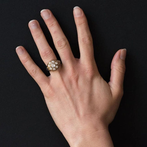 Bague 56 Bague diamants et émail bleu en or jaune 18 carats 58 Facettes 08-017-1463177-57