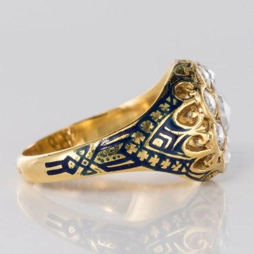 Bague 56 Bague diamants et émail bleu en or jaune 18 carats 58 Facettes 08-017-1463177-57