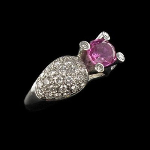 Bague 51 Bague en or blanc 18 carats avec saphir rose et diamants 58 Facettes 00-211-2712936-52