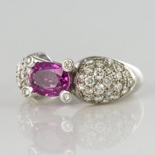 Bague 51 Bague en or blanc 18 carats avec saphir rose et diamants 58 Facettes 00-211-2712936-52