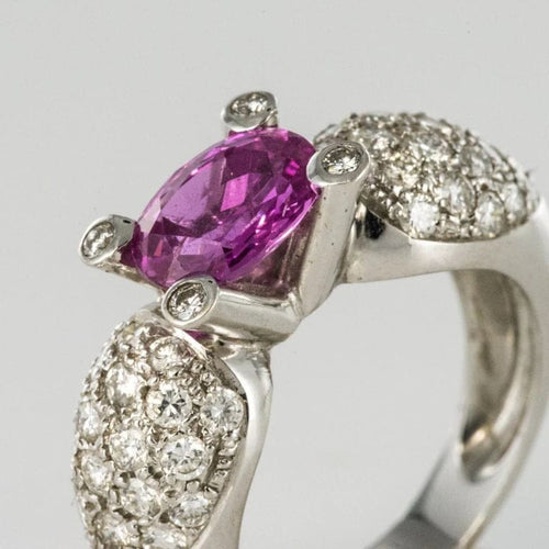Bague 51 Bague en or blanc 18 carats avec saphir rose et diamants 58 Facettes 00-211-2712936-52