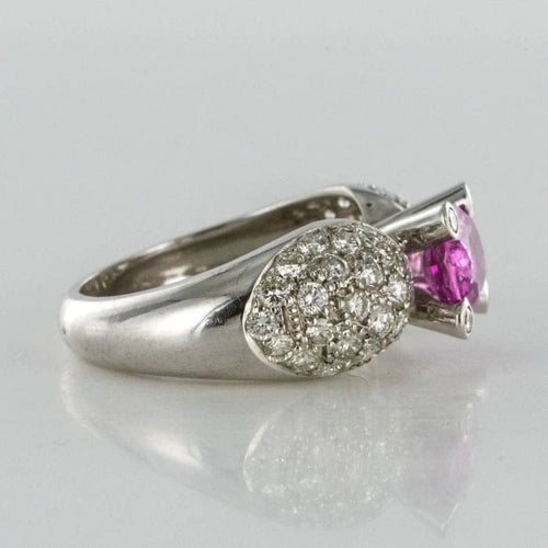 Bague 51 Bague en or blanc 18 carats avec saphir rose et diamants 58 Facettes 00-211-2712936-52
