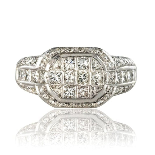 Bague 51 Bague diamants taille princesse en or blanc 18 carats 58 Facettes 01-186-1895002-51