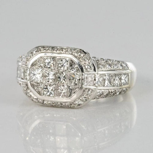 Bague 51 Bague diamants taille princesse en or blanc 18 carats 58 Facettes 01-186-1895002-51