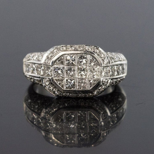 Bague 51 Bague diamants taille princesse en or blanc 18 carats 58 Facettes 01-186-1895002-51