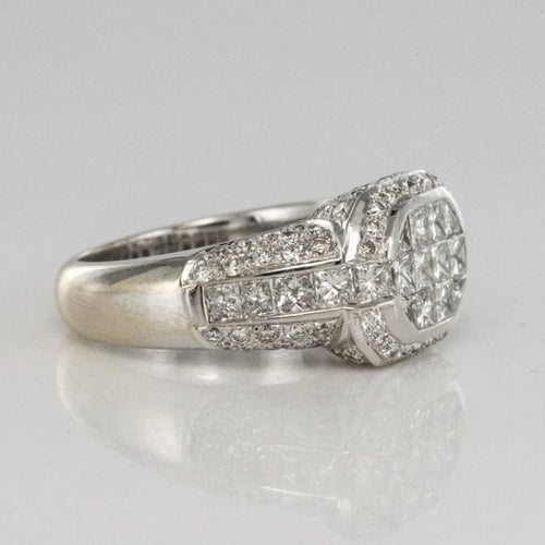 Bague 51 Bague diamants taille princesse en or blanc 18 carats 58 Facettes 01-186-1895002-51