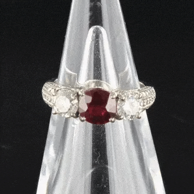 Bague 53 Bague en or blanc 18 carats rubis et diamants pavés 58 Facettes 05-118-3177552-53
