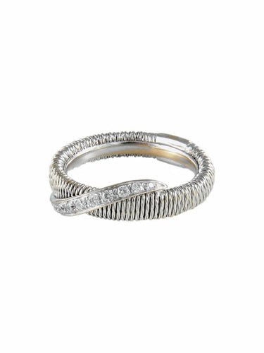 Bague 53 Oro Trend - Bague entrelacs en or blanc 18K et diamants 58 Facettes