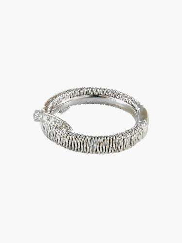 Bague 53 Oro Trend - Bague entrelacs en or blanc 18K et diamants 58 Facettes