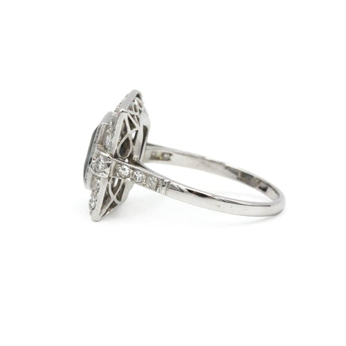 Bague 55 Bague Art déco en platine 950 sertie d’un saphir et diamants 58 Facettes 260040R