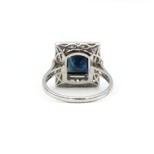 Bague 55 Bague Art déco en platine 950 sertie d’un saphir et diamants 58 Facettes 260040R