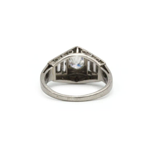 Bague 50 Bague Art déco en platine 950 et diamants 58 Facettes 260062R
