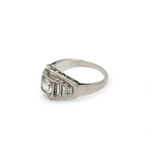 Bague 50 Bague Art déco en platine 950 et diamants 58 Facettes 260062R