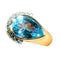 Bague 60 Bague en or jaune 18 carats avec topaze bleue poire et diamants 58 Facettes 7861 A