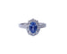 Bague 55 Bague marguerite saphir en or blanc 18K et diamants 58 Facettes BAG.MARGT.S.LIGNE