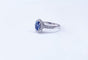 Bague 55 Bague marguerite saphir en or blanc 18K et diamants 58 Facettes BAG.MARGT.S.LIGNE