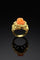Bague 57 Anello Corallo di Rosa - Bague artisanale en or jaune et corail naturel 58 Facettes anello corallo