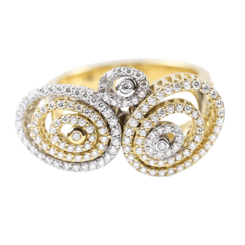 Bague 57 Bague en or jaune 18 carats avec accents en or blanc et diamants 58 Facettes