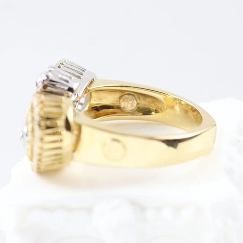 Bague 57 Bague en or jaune 18 carats avec accents en or blanc et diamants 58 Facettes